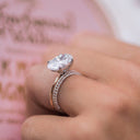 SIENNA .60 CTW Micropave Three-Sided Dome 3/4 Eternity Moissanite Wedding or Stacking Band in 14K Rose Gold