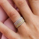 RYAN (Set of 1, 2 or 3) 1.5mm Chic Pave Eternity Wedding Anniversary or Stacking Band With Moissanite Stones in 14K Gold