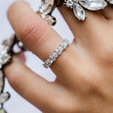 GEMMA 1.5 CTW Cluster Eternity Moissanite Wedding Band or 3/4 Stacking Band in 14K White Gold