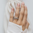 CELINE 3.5 CTW 12-Stone Emerald Cut Moissanite Eternity Wedding Band in 14K Platinum With Claw Prongs