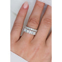 CELINE 3.5 CTW 12-Stone Emerald Cut Moissanite Eternity Wedding Band in 14K Platinum With Claw Prongs